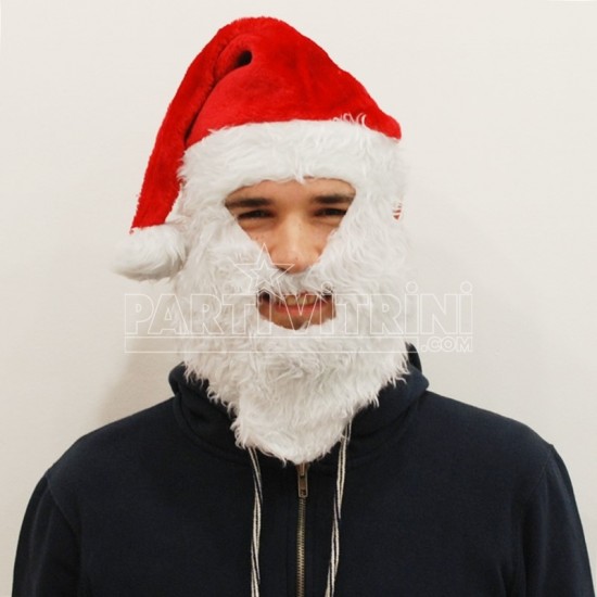 Tek Parçalı Sakallı Noel Baba Şapkası
