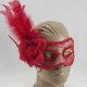 Kırmızı Dantel Tüylü Maske