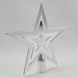 Yıldız Yılbaşı Ağacı Plastik Tepe Süsü Gümüş