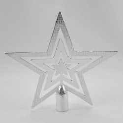 Yıldız Yılbaşı Ağacı Plastik Tepe Süsü Gümüş