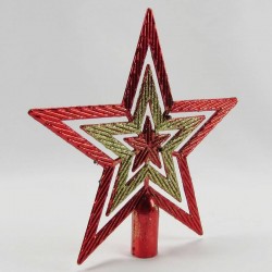Yıldız Yılbaşı Ağacı Plastik Tepe Süsü Kırmızı-Gold