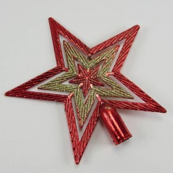 Yıldız Yılbaşı Ağacı Plastik Tepe Süsü Kırmızı-Gold