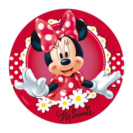 Minnie Mouse Şeker Hamuru Kağıdına Yuvarlak Baskı