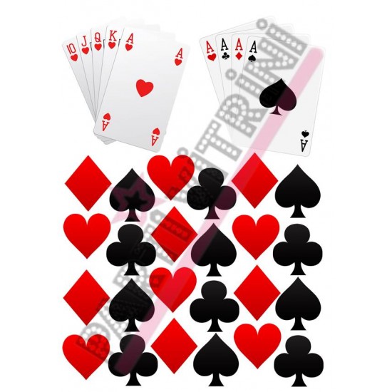 Poker İskambil Temalı Pasta Kurabiye Üstü Gofret Plaka Baskısı