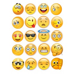 Smiley Yüz İfadeleri Temalı Yenilebilir Resimli Pasta Kurabiye Üstü Gofret Plaka Baskısı Smiley Yüz İfadeleri Temalı Yenilebilir Resimli Pasta Kurabiye Üstü Gofret Plaka Baskısı