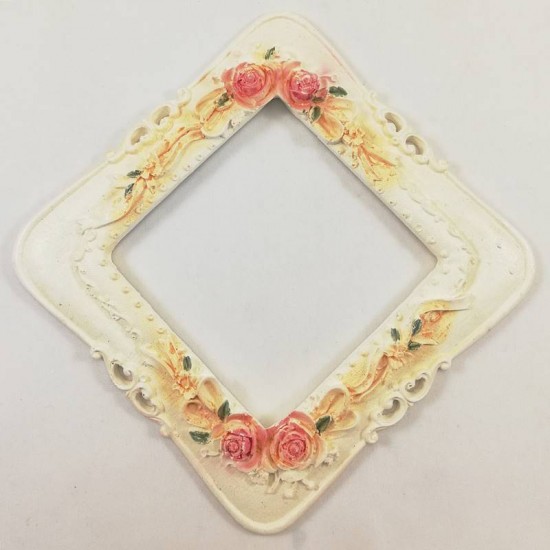 Soft Turuncu Çiçekli El Boyaması Kare Priz Çerçevesi Model 8