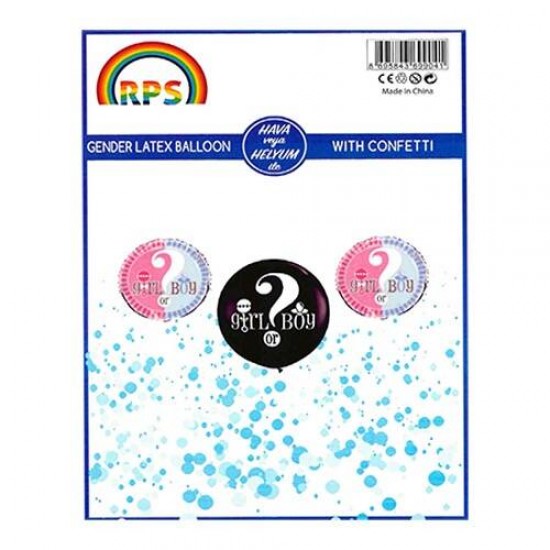 Cinsiyet Balonu 27 inç Erkek Mavi Konfetili