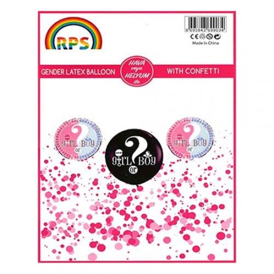 Cinsiyet Balonu 27 inç Kız Pembe Konfetili