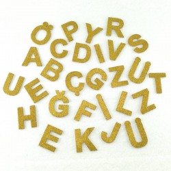 Gold (Altın) Renk Simli Eva 3 Cm Harf Seti
