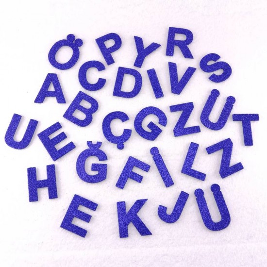 Lacivert Renk Simli Eva 4 Cm Harf Seti