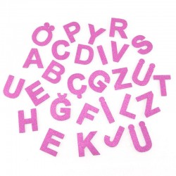 Pembe Renk Simli Eva 3 Cm Harf Seti