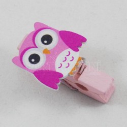 Baykuşlu Mandal Minik Pembe Renkli 10 Adet 3,5 Cm