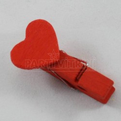 Kırmızı Kalpli Mandal Minik Kırmızı Renkli 10 Adet 3,5 Cm