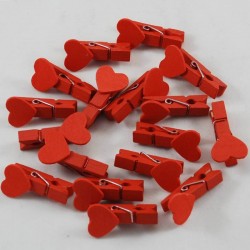 Kırmızı Kalpli Mandal Minik Kırmızı Renkli 10 Adet 3,5 Cm