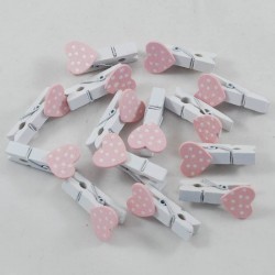 Pembe Puantiye Kalpli Mandal Minik Beyaz Renkli 10 Adet 3,5 Cm