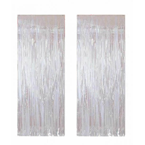Metalize Parti Fon Süslemesi Beyaz Renk 50x230 Cm 2 Adet Metalize Parti Fon Süslemesi Beyaz Renk 50x230 Cm 2 Adet