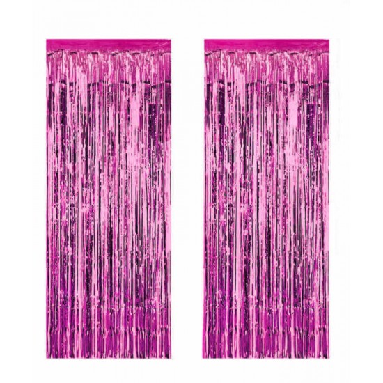 Metalize Parti Fon Süslemesi Fuşya Renk 50x230 Cm 2 Adet Metalize Parti Fon Süslemesi Fuşya Renk 50x230 Cm 2 Adet