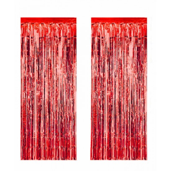 Metalize Parti Fon Süslemesi Kırmızı Renk 50x230 Cm 2 Adet Metalize Parti Fon Süslemesi Kırmızı Renk 50x230 Cm 2 Adet