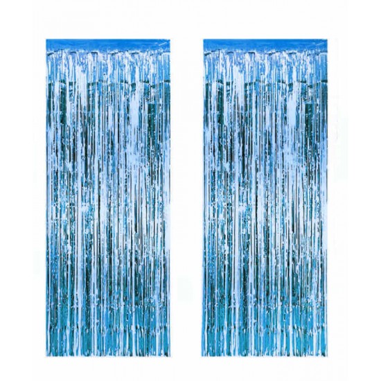 Metalize Parti Fon Süslemesi Mavi Renk 50x230 Cm 2 Adet Metalize Parti Fon Süslemesi Mavi Renk 50x230 Cm 2 Adet
