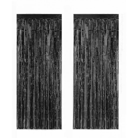 Metalize Parti Fon Süslemesi Siyah Renk 50x230 Cm 2 Adet Metalize Parti Fon Süslemesi Siyah Renk 50x230 Cm 2 Adet