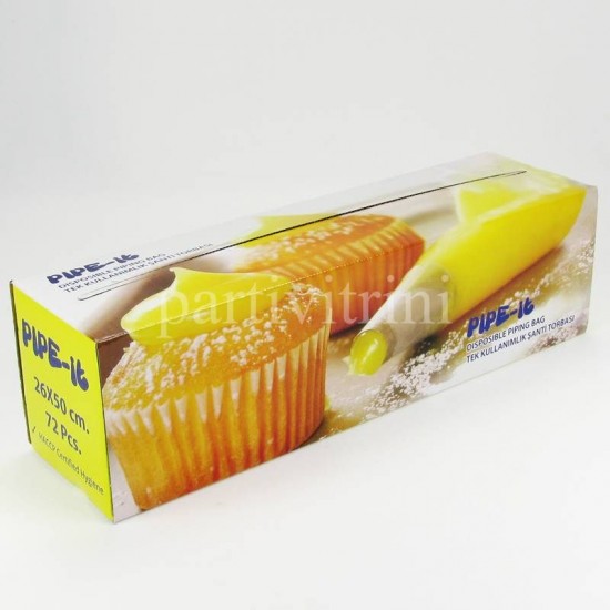 Pipe-it Krema Krem Şanti Sıkma Torbası 26x50cm 72 Adet