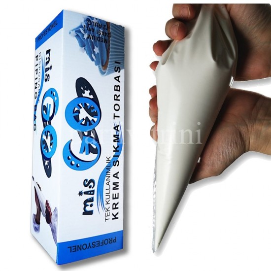 MisGo Tek Kullanımlık Krema Ve Krem Şanti Sıkma Torbası 24x51cm 72 Adet