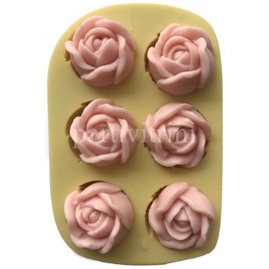 Altılı Gül Şeklinde Silikon Pasta ve Seker Hamuru Kalıbı