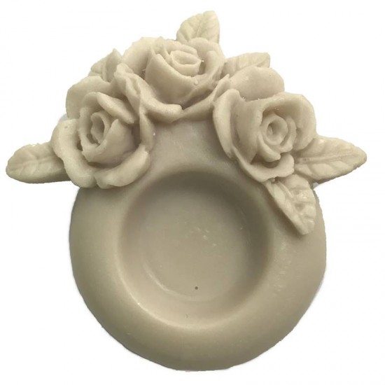 Gül Figürlü Mumluk Silikon Kokulu Taş Ve Beton Kalıbı 12x11x3,5 Cm