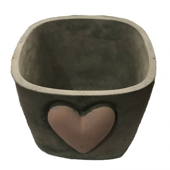 Küçük Kalpli Saksı Silikon Kokulu Taş Ve Beton Kalıbı 12.5x12.5x10 Cm