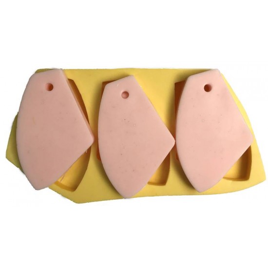 Takı İçin Kolye Ve Küpe Ucu Modeli Üçlü Silikon Epoksi Kalıbı 6.5x4x0.5 Cm
