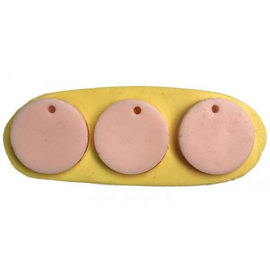 Takı İçin Orta Boy Yuvarlak Modeli Üçlü Silikon Epoksi Kalıbı 3x3x0.5 Cm