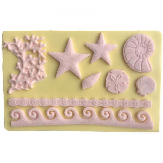 Deniz Temalı Dekoratif Kenar Silikon Pasta-Kokulu-Taş Ve Sabun Kalıbı