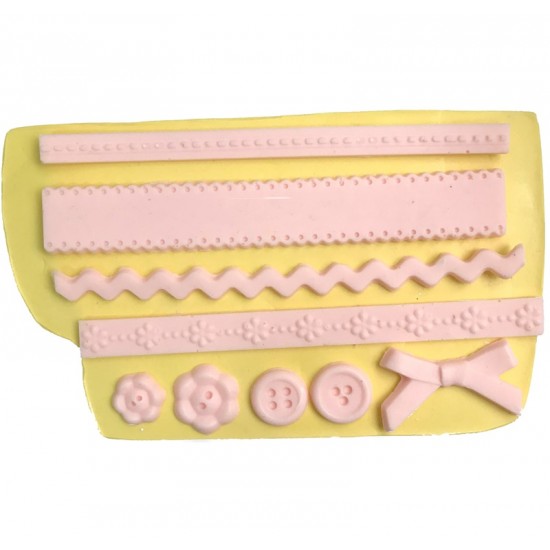 Düğme-Fiyonk Ve Şeritler Silikon Pasta-Kokulu-Taş Ve Sabun Kalıbı
