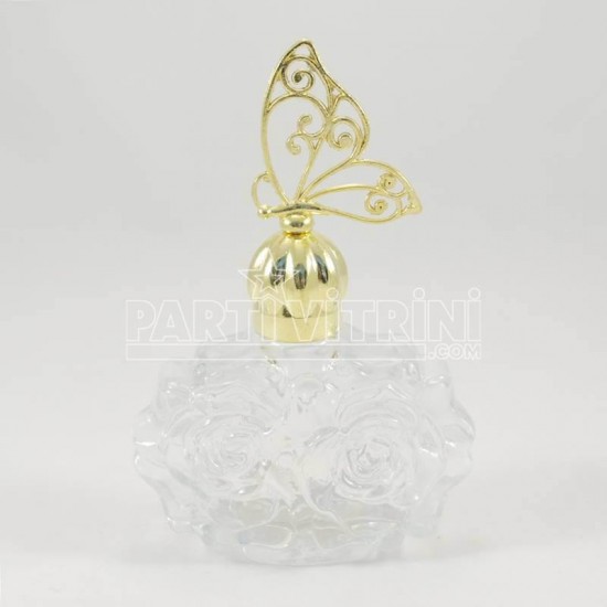 Gül Figürlü Kesme Cam Kolonya Ve Oda Kokusu Şişesi 75 cc